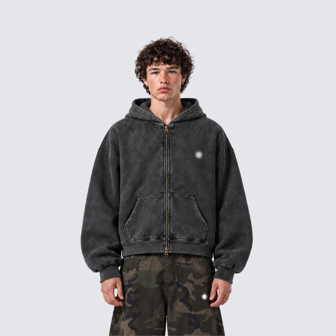 Stone Zip Hoodie - Grigio